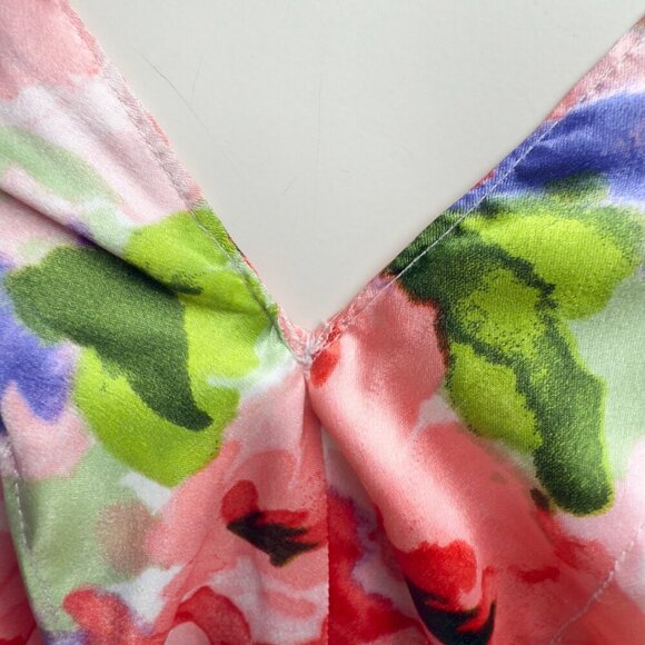 OSCAR DE LA RENTA Vtg Satin Pink Floral Luxury Maxi Haute Couture Dress S/M - Picture 8 of 16